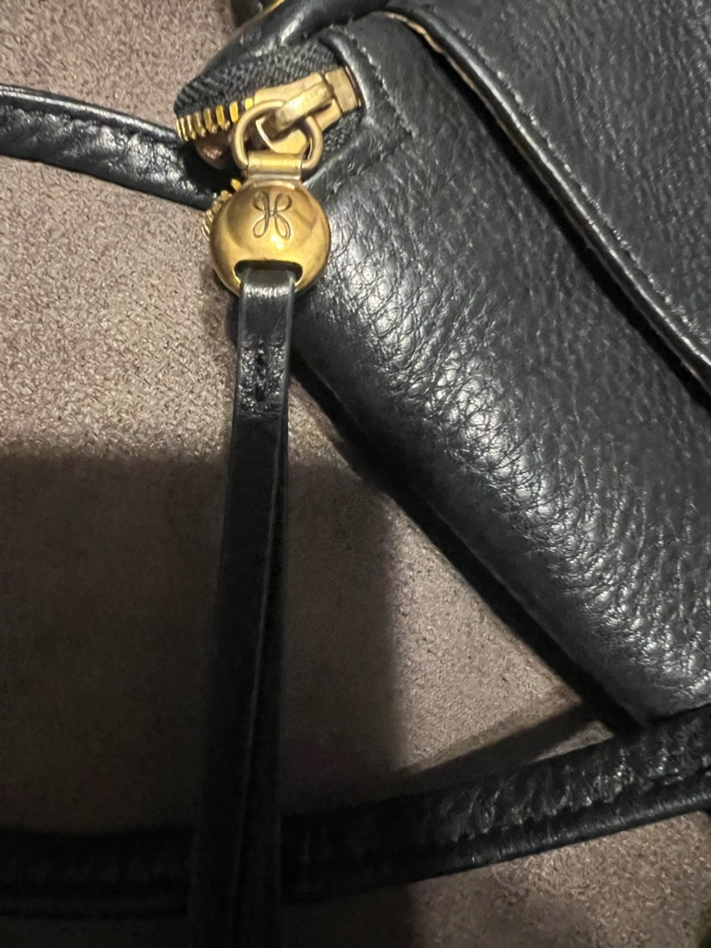 HOBO Black Pebbled Leather Mini Crossbody with Gold Zipper - Picture 7 of 7